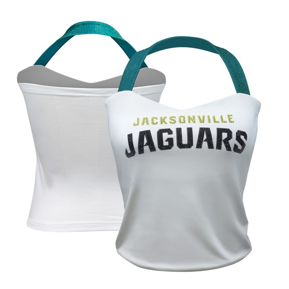 NFL Licensed White Crystal Halter Top--Jacksonville Jaguars